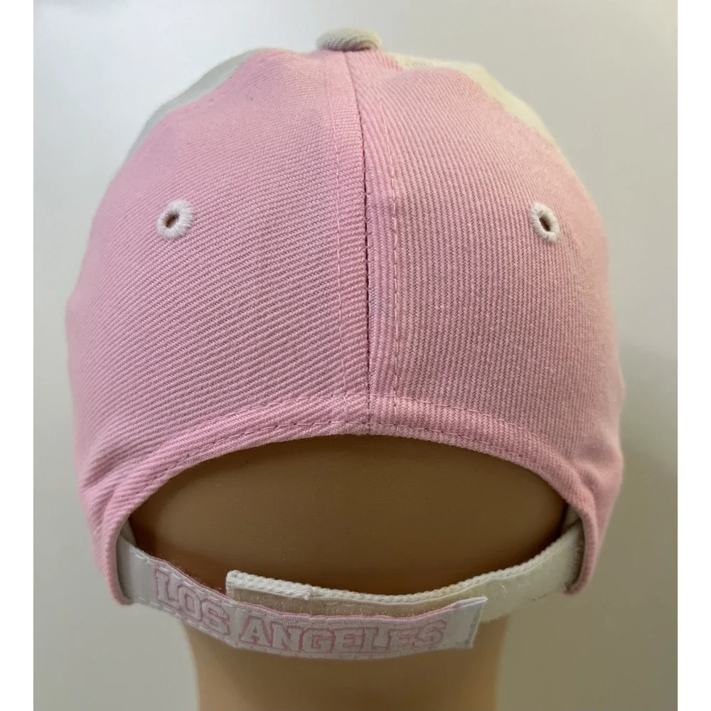 Los Angeles Hat Cap USA Pink White California LA Adjustable Strap Baseball Cap